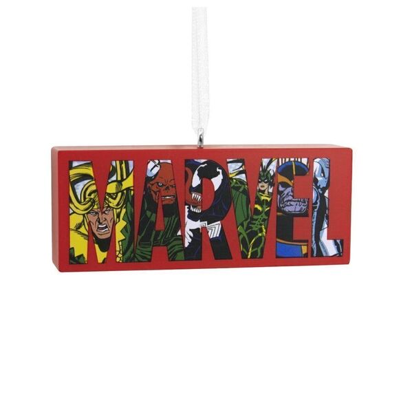 Hallmark Marvel Comics Heroes and Villains Logo Ornament NWT - Picture 3 of 8